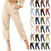 LRMQS Women Capri Pants 2026 Summer Trendy Linen Cropped Trouser with Pockets Beach Casual Cruise Fashion Capris Clothes view 1