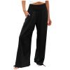 LRMQS Linen Wide Leg Pants Women Summer Casual Drawstring Elastic High Waist Trousers Resort Wear Beach Trendy Palazzo Pant view 1