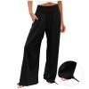 LRMQS Linen Wide Leg Pants Women Summer Casual Drawstring Elastic High Waist Trousers Resort Wear Beach Trendy Palazzo Pant view 4