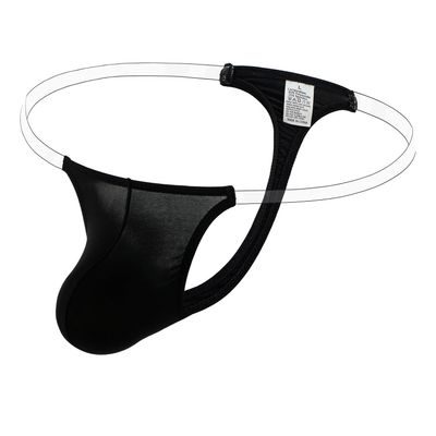 GAOGAO Free Breathing Male Pouch Ice Silk G-Strings & Thongs Underwear Men Brief with Transparent Waist Belt (Medium, black)