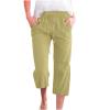 LRMQS Capri Pants for Women Casual Summer 2026 Drawstring Capris Linen Pants Pockets Beach Straight Wide Leg Cropped Trousers view 1