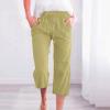 LRMQS Capri Pants for Women Casual Summer 2026 Drawstring Capris Linen Pants Pockets Beach Straight Wide Leg Cropped Trousers view 2