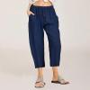 LRMQS Beach Pants Capri Length for Women 2026 Spring Summer Linen Capris Drawstring Elastic Waist Trendy Cropped Trousers view 2