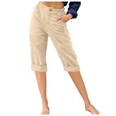 LRMQS Womens Capri Pants Summer Trendy Casual Elastic Waist Cropped Trouser Fashion Resort Wear Beach Vacation Capris Clothes
