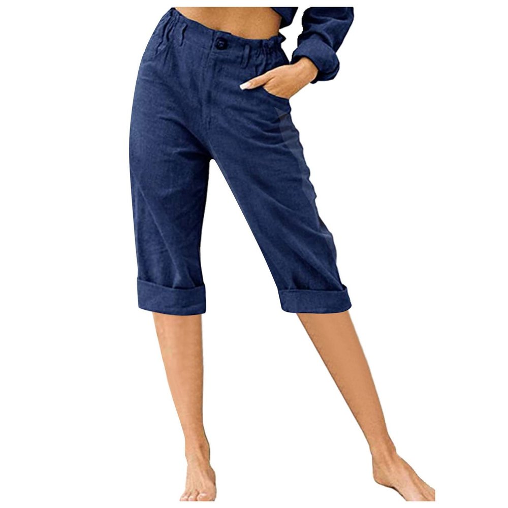 LRMQS Womens Capri Pants Summer Trendy Casual Elastic Waist Cropped Trouser Fashion Resort Wear Beach Vacation Capris Clothes