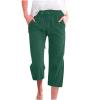 LRMQS Capri Pants for Women Casual Summer 2026 Drawstring Capris Linen Pants Pockets Beach Straight Wide Leg Cropped Trousers view 1