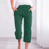 LRMQS Capri Pants for Women Casual Summer 2026 Drawstring Capris Linen Pants Pockets Beach Straight Wide Leg Cropped Trousers view 2