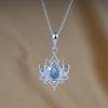 Silver Eternity 925 Sterling Silver Larimar Lotus Flower Pendant Necklace with 18 Inch Chain Necklace Jewelry for Women or Teens view 3