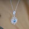 Silver Eternity 925 Sterling Silver Larimar Lotus Flower Pendant Necklace with 18 Inch Chain Necklace Jewelry for Women or Teens view 4