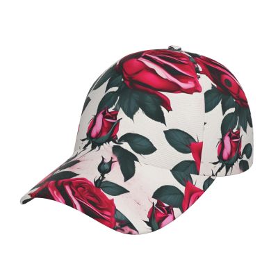 Blossoming Rose Flowers Unisex Print Baseball Cap,Stylish Accessory and Outdoor Gear,Versatile Hat for Men and Women