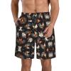 Ogniwo French Roosters Mens Shorts Casual Drawstring Inseam Shorts Stretch Summer Beach Wear White view 1