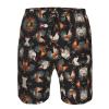 Ogniwo French Roosters Mens Shorts Casual Drawstring Inseam Shorts Stretch Summer Beach Wear White view 4