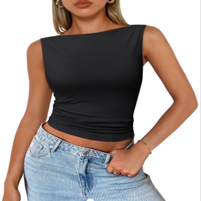 Trendy Queen Women Going Out Casual Tank Tops Spring Summer Basic Cute 2024 Sleeveless Shirt Y2K Fashion Outfit Clothes Black S