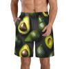 Avocado Fruit Pattern Men's Quick Dry Swim Trunks Beach Shorts with Mesh Lining Waist Drawstring with 3 Pockets White view 1