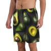 Avocado Fruit Pattern Men's Quick Dry Swim Trunks Beach Shorts with Mesh Lining Waist Drawstring with 3 Pockets White view 2