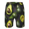 Avocado Fruit Pattern Men's Quick Dry Swim Trunks Beach Shorts with Mesh Lining Waist Drawstring with 3 Pockets White view 4