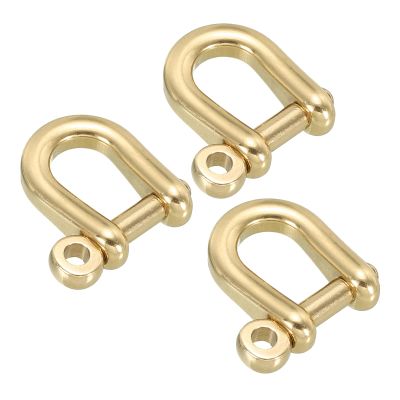 PATIKIL D-Ring Shackles, 3Pcs 1/4 Inch Inside Width Solid Brass U Shape Small Shackles for DIY Leather Craft Replacement