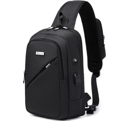 DUSLANG Crossbody Sling Backpacks for Men, Casual Shoulder Backpack Daypack Chest Bags with USB Charger Port For Camping Biking Travel Cycling