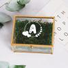 Personalized Initial Glass Ring Box with Moss, Custom Monogram Ring Box for Wedding Ceremony, Bridesmaid Jewelry Box, Birthday, Engagements Gifts for Her, Ring Bearer Box, Wedding Favors, view 3