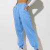 Women's Cinch Bottom Sweatpants High Waisted Athletic Joggers with Pockets Baggy Casual Sweatpants Workout Yoga Pants Blue view 2