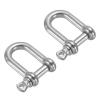 PATIKIL D-Ring Shackles, 2Pcs 13/32 Inch Inner Width Stainless Steel U Type Fob Key Hook Small Bow Shackle for DIY Craft Leather Replacement view 1