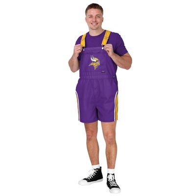 FOCO Minnesota Vikings NFL Mens Team Stripe Bib Shortalls - M