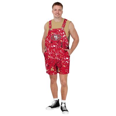 FOCO San Francisco 49ers NFL Mens Paint Splatter Bib Shortalls - L