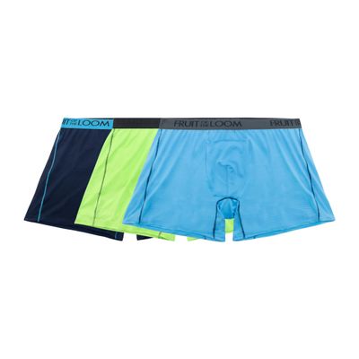 Fruit of the Loom Men's 360 Stretch Boxer Briefs (Quick Dry & Moisture Wicking), Regular Leg - Cooling Channels - 3 Pack Colors May Vary, X-Large