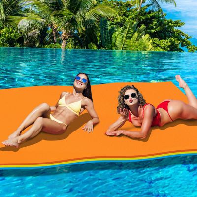 Stopsad 9' Floating Water Mat, Foam Water Floating Pad, Tear-Resistant XPE Foam, Lily Pad for Water Recreation Pool, Beach, Ocean, Lake, Suitable for Multiple Users, Orange&Blue(9 * 5.5')