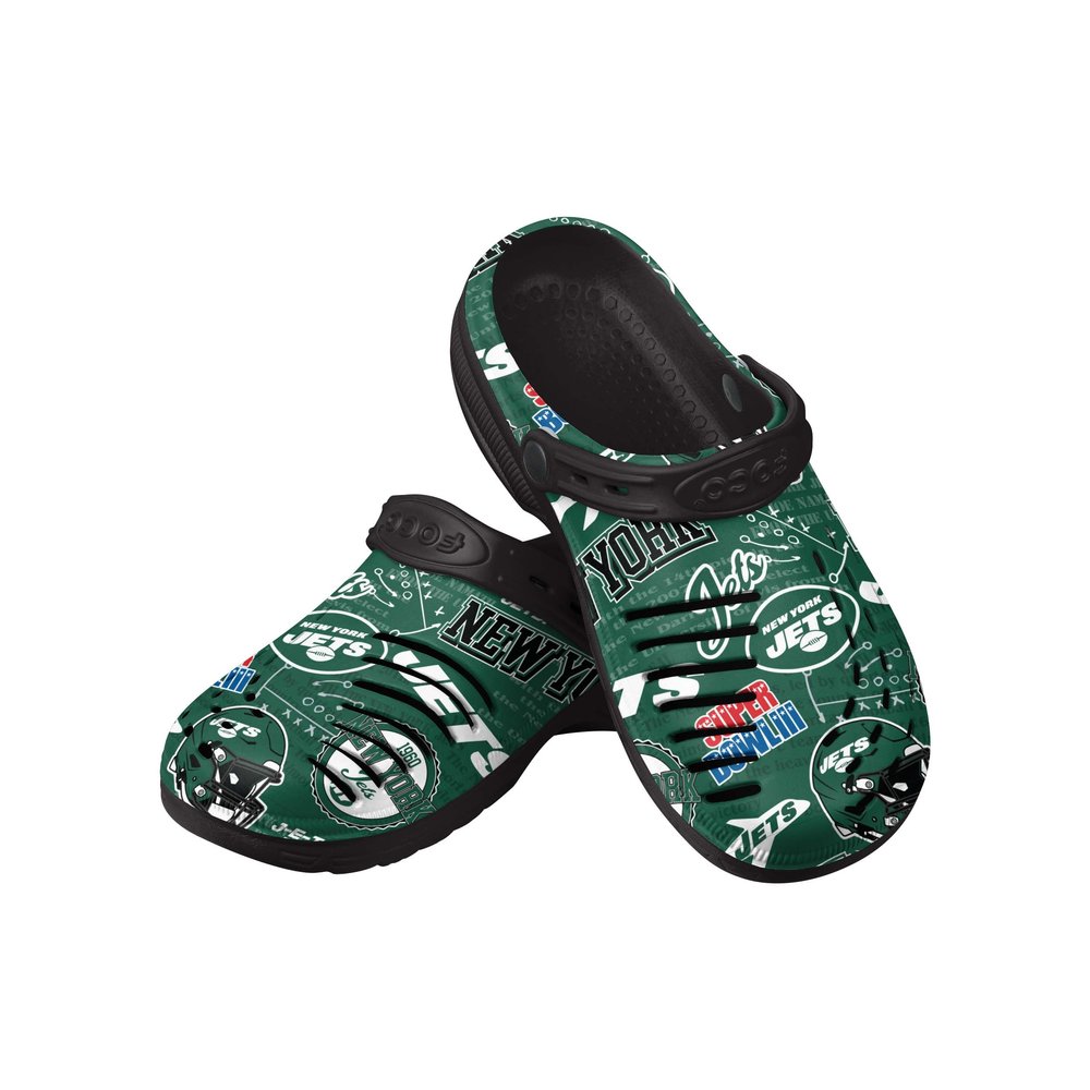 FOCO New York Jets NFL Mens Historic Print Clog with Strap - L