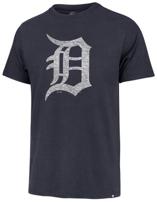 47 MLB Men's Team Color Distressed Imprint Primary Logo Wordmark Short Sleeve Baseball T-Shirt - Detroit Tigers Navy Small