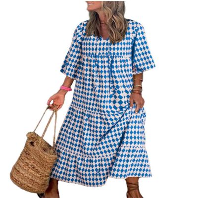 BIVENANT Boho Maxi Dresses for Women 2024 Bohemian V Neck Long Puff Sleeve Smocked Ruffle Flowy Casual Vacation Plus Size Dress