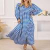 BIVENANT Boho Maxi Dresses for Women 2024 Bohemian V Neck Long Puff Sleeve Smocked Ruffle Flowy Casual Vacation Plus Size Dress view 2