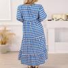 BIVENANT Boho Maxi Dresses for Women 2024 Bohemian V Neck Long Puff Sleeve Smocked Ruffle Flowy Casual Vacation Plus Size Dress view 3