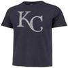 47 MLB Men's Alternate Team Distressed Imprint Match Baseball Primary Logo Wordmark T-Shirt - Kansas City Royals Navy - Medium view 1