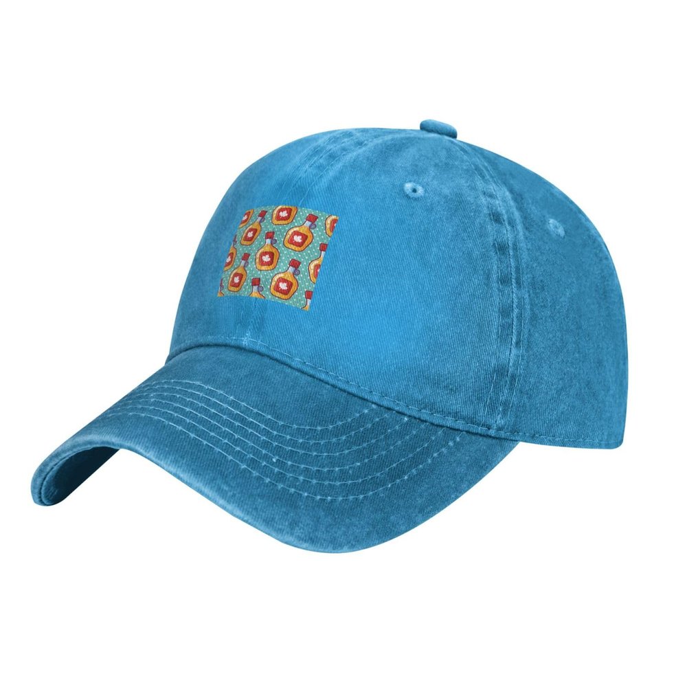 Maple Syrup Seamless Pattern Dad Hat Vintage Baseball Cap for Men Women Hats Gifts Trucker Caps Blue