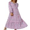 BIVENANT Boho Maxi Dresses for Women 2024 Bohemian V Neck Long Puff Sleeve Smocked Ruffle Flowy Casual Vacation Plus Size Dress view 1