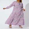 BIVENANT Boho Maxi Dresses for Women 2024 Bohemian V Neck Long Puff Sleeve Smocked Ruffle Flowy Casual Vacation Plus Size Dress view 2