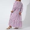 BIVENANT Boho Maxi Dresses for Women 2024 Bohemian V Neck Long Puff Sleeve Smocked Ruffle Flowy Casual Vacation Plus Size Dress view 3