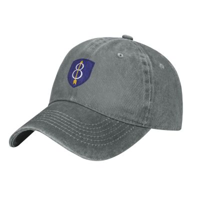 8th Infantry Division Patch Dad Hat Vintage Baseball Cap for Men Women Hats Gifts Trucker Caps Gray