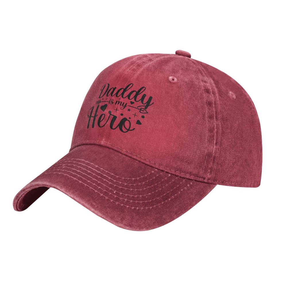 Daddy is My Hero Dad Hat Vintage Baseball Cap for Men Women Hats Gifts Trucker Caps Red