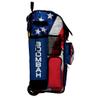 Boombah Rolling Superpack Baseball/Softball Gear Bag - Telescopic Handle - Holds 4 Bats - Wheeled Version - USA Softball Royal Blue/Red/Optic Yellow view 2
