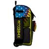 Boombah Rolling Superpack Baseball/Softball Gear Bag - Telescopic Handle - Holds 4 Bats - Wheeled Version - USA Softball Classic Optic Yellow/Royal Blue/Red view 2