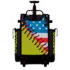 Boombah Rolling Superpack Baseball/Softball Gear Bag - Telescopic Handle - Holds 4 Bats - Wheeled Version - USA Softball Classic Optic Yellow/Royal Blue/Red view 3