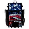 Boombah Rolling Superpack Baseball/Softball Gear Bag - Telescopic Handle - Holds 4 Bats - Wheeled Version - USA Baseball Ballpark Black/Royal Blue/Red view 1