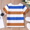 AIMAOMI Kids Toddler Baby Boy Girls Stripe Print Short Sleeve T Shirt Tops Clothes Girls Athletic T (Blue, 3-4 Years) view 3