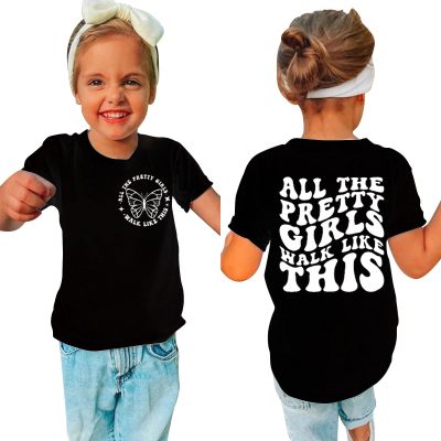 AIMAOMI Toddler Kids Baby Girls Short Sleeve Wavy Letter Print Shirt Mama's Funny T Shirt Tops for (Black, 6-7 Years)