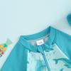 Toddler Baby Boys 3 Pieces Swimsuit Set Swimwear Dinosaur Shark Zipper Bathing Suit UPF 50+ Rash Guards with Hat (ZA Short Sleeve Sky Blue Dolphin, 2-3 Years) view 4