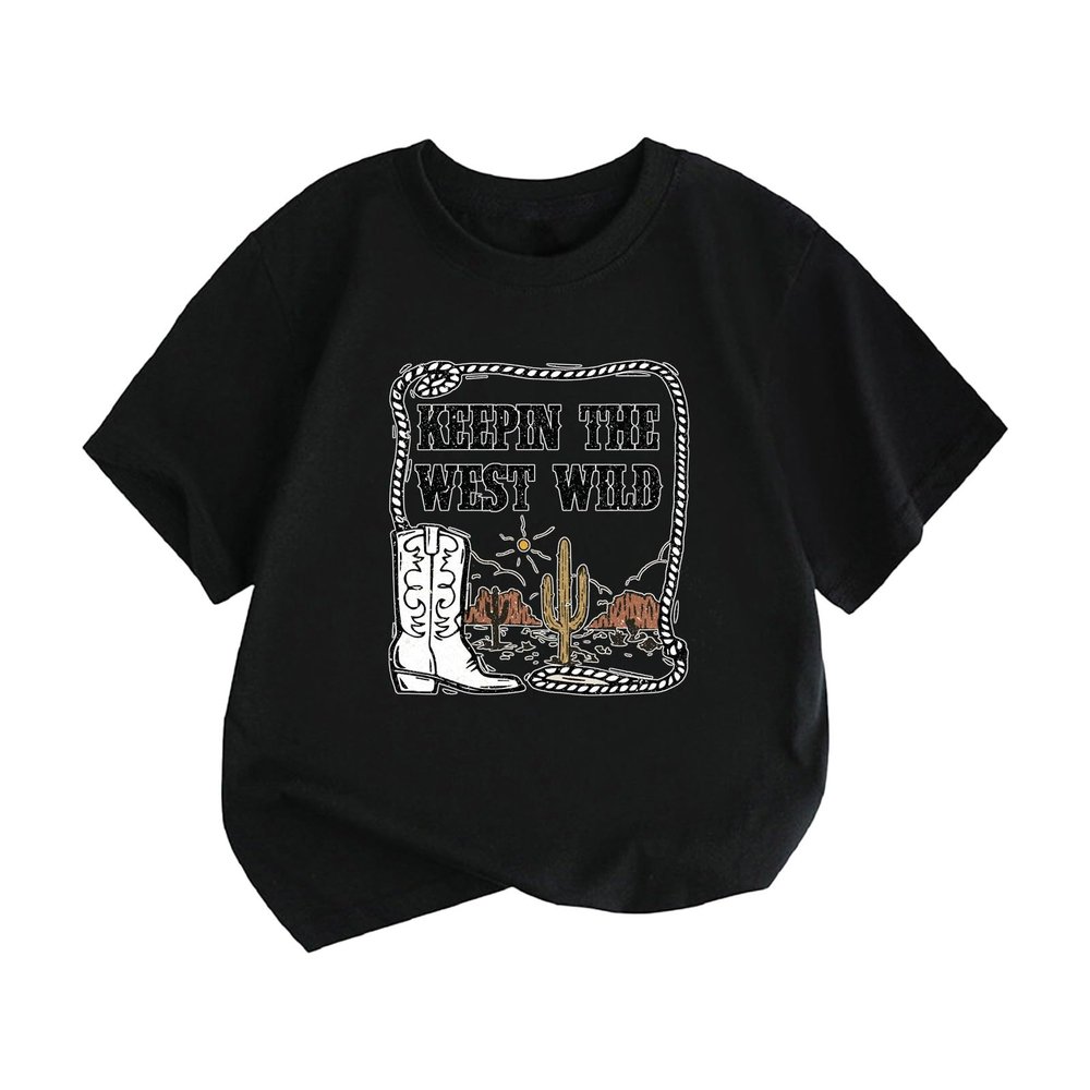 AIMAOMI Toddler Baby Girls T-Shirt Animals Graphic Short Sleeve Shirt Funny Letter Print Summer (Black, 2-4 Years)