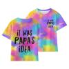 AIMAOMI Girls Fashion Cute ink Tie Dyed Cartoon Crewneck Crop Tops Birthday T Shirts Tees Preppy (K, 11-12 Years) view 1